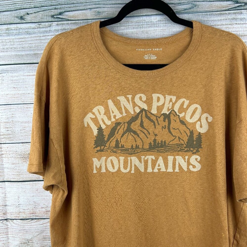 American Eagle Mustard Yellow Graphic Tee – Pecos Mountain Design